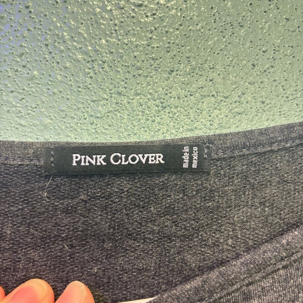 Pink Clover Relaxed Ribbed Tunic 3/4 Sleeve Gray Tan with Button Detail Size M - Picture 3 of 7